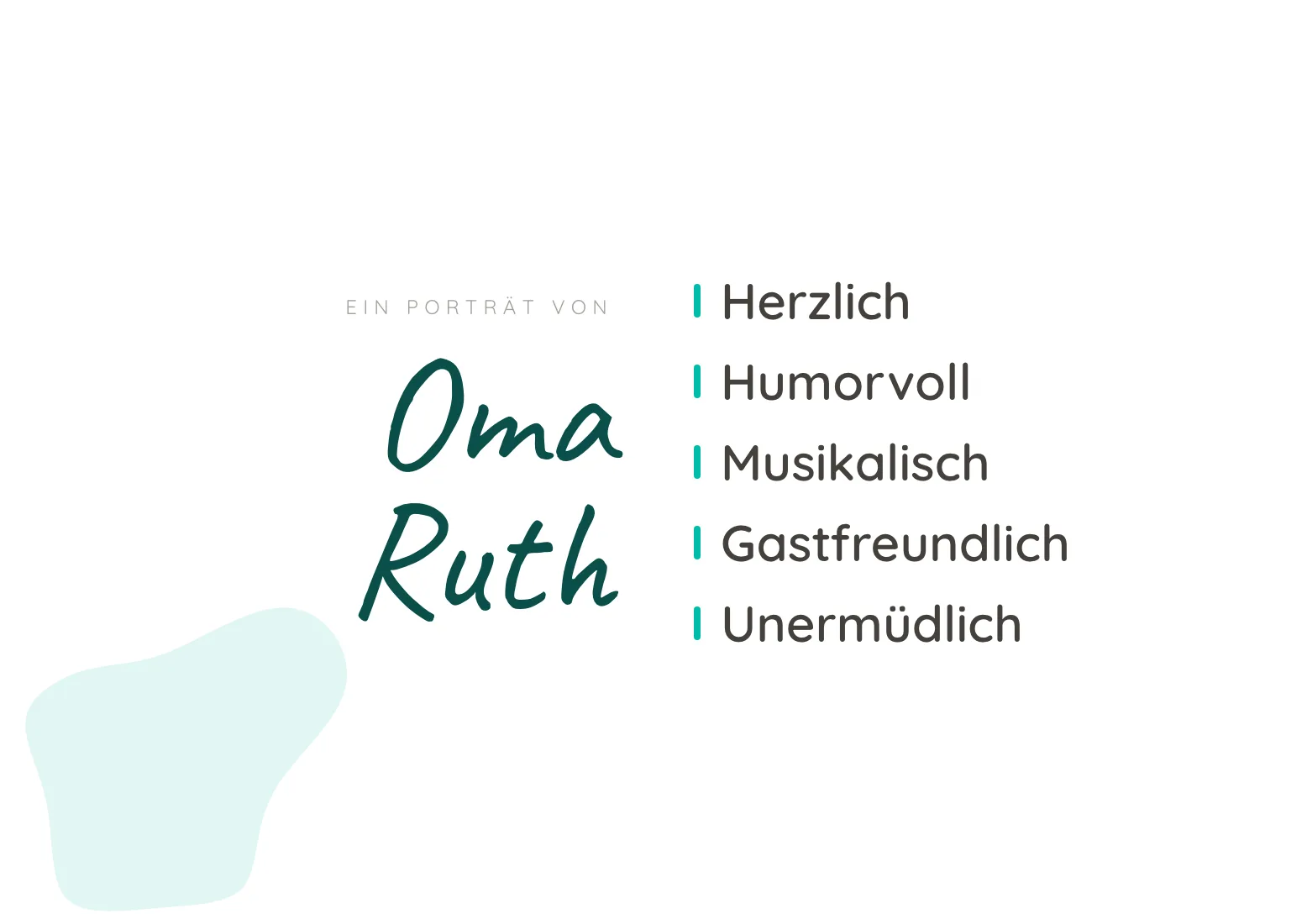 Titelseite eines Geburtstagsbuchs „Ein Porträt von Oma Ruth“