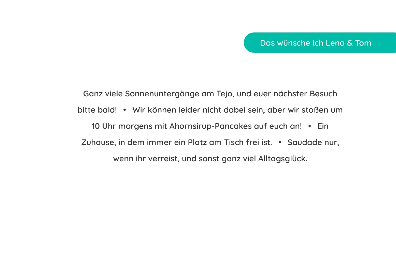 Hochzeitsbuch-Seite „Das wünsche ich Lena & Tom“