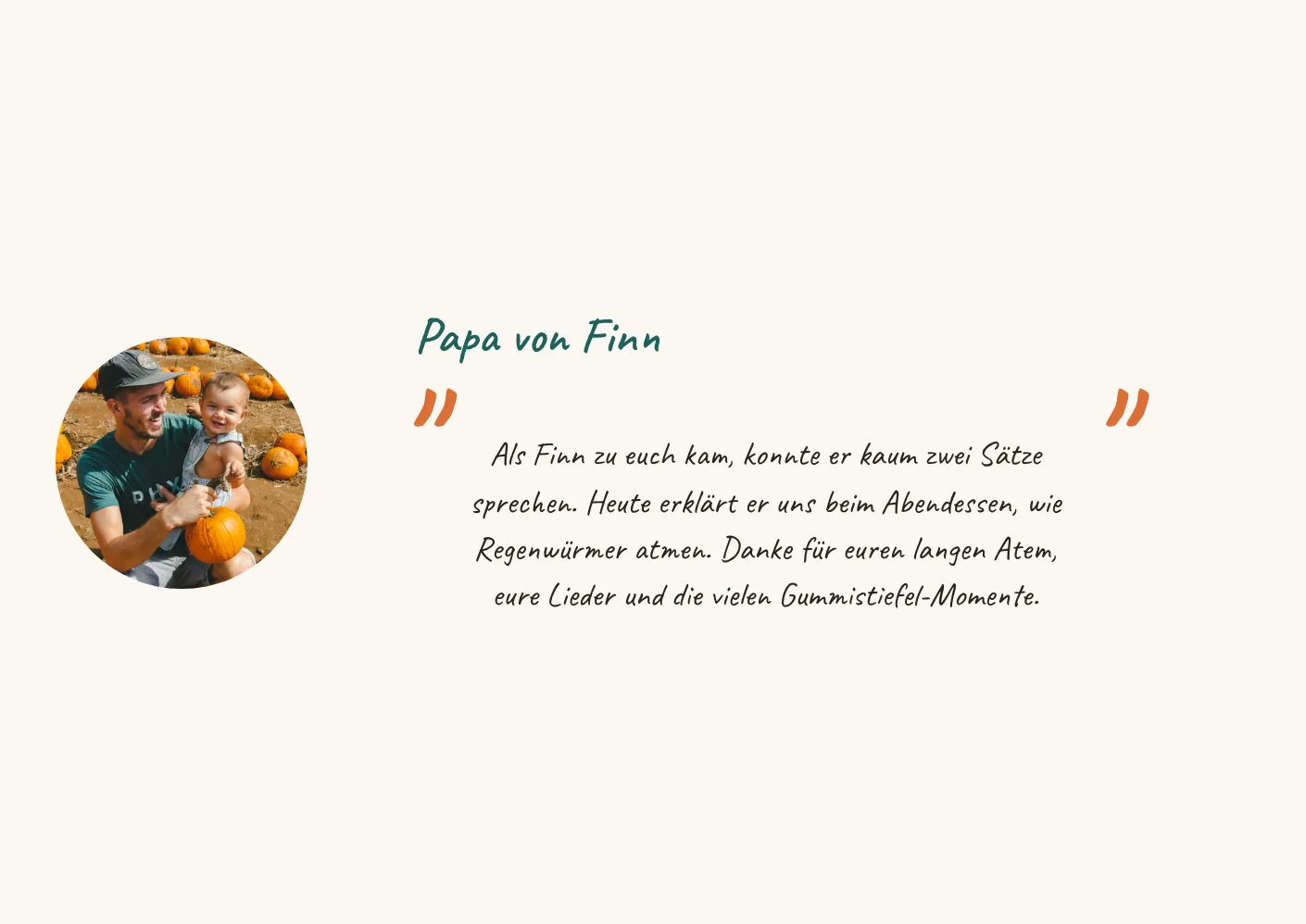 Seite aus dem Kita-Jahrbuch mit dem Gruß eines Vaters