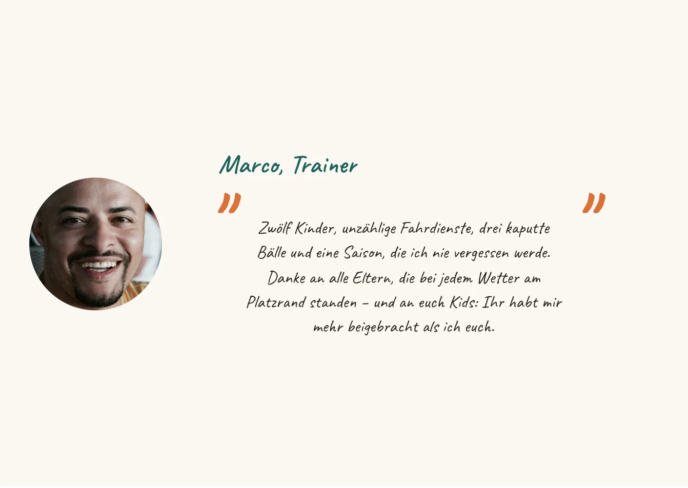Seite mit dem Gruß des Trainers an die D-Jugend
